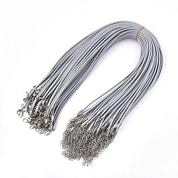 Honeyhandy Waxed Cord Necklace Making, with Zinc Alloy Lobster Clasps, Platinum, Light Grey, 17.8 inch~18 inch(45.5~46cm), 2mm