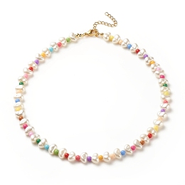 Honeyhandy ABS Plastic Pearl Beaded Necklace with Acrylic Beads for Women, Colorful, 15.94 inch(40.5cm)