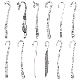 SUNNYCLUE 12Pcs 12 Styles Tibetan Style Alloy Bookmarks, Cadmium Free & Lead Frees, Antique Silver, 1pc/stlye