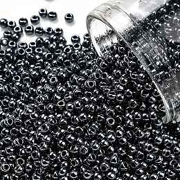 TOHO Round Seed Beads, Japanese Seed Beads, (81) Metallic Hematite, 11/0, 2.2mm, Hole: 0.8mm, about 1110pcs/bottle, 10g/bottle