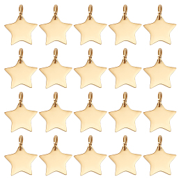 DICOSMETIC 40Pcs Stainless Steel Charms Smooth Flat Star Pendant Charms Golden Color Earring Pendant Charms for Bracelet Necklace Earring DIY Jewelry Making, Hole: 4mm