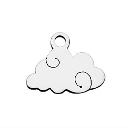 Honeyhandy 304 Stainless Steel Charms, Cloud, Stainless Steel Color, 9x12x1mm, Hole: 1.5mm