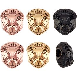 UNICRAFTALE 6Pcs 3 Colors Lion Head Spacer Beads Ion Plating 304 Stainless Steel Beads 2.7mm Hole Stopper Beads Lion European Beads Bracelets Necklace Large Hole Beads for Jewelry Making