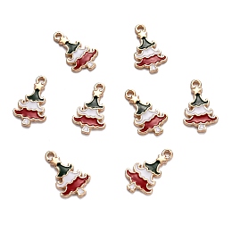 Honeyhandy Alloy Pendants, Cadmium Free & Lead Free, with Enamel, Christmas Tree, Light Gold, Colorful, 20x12x2mm, Hole: 2mm