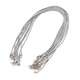 Honeyhandy Waxed Cord Necklace Making, with Zinc Alloy Lobster Clasps, Platinum, Light Grey, 17.8 inch~18 inch(45.5~46cm), 2mm