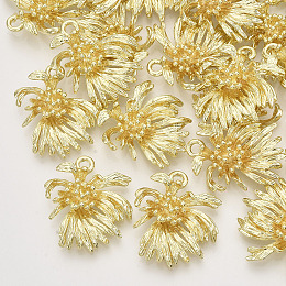 NBEADS Alloy Pendants, Flower, Light Gold, 25x24x6mm, Hole: 2.5mm