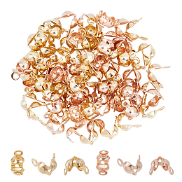 UNICRAFTALE 304 Stainless Steel Bead Tips, Calotte Ends, Clamshell Knot Cover, Golden & Rose Gold, 7.5x4x3.5mm, Hole: 1.5mm; Inner Diameter: 3.5mm, 80pcs/box