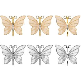 CHGCRAFT Alloy Napkin Rings, Napkin Holder Adornment, for Place Settings, Wedding & Party Decoration, Butterfly, Platinum & Golden, 6pcs/set