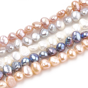 Arricraft Natural Cultured Freshwater Pearl Beads Strands, Two Sides Polished, Nuggets, Mixed Color, 5~7x5~6x3.5~4.5mm, Hole: 0.5mm, about 65pcs/strand, 14.3 inch