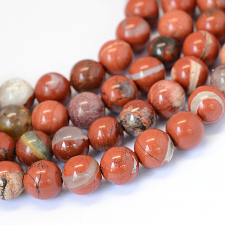 ARRICRAFT Natural Red Jasper Round Bead Strands, 8~8.5mm, Hole: 1mm, about 47pcs/strand, 15.5 inches