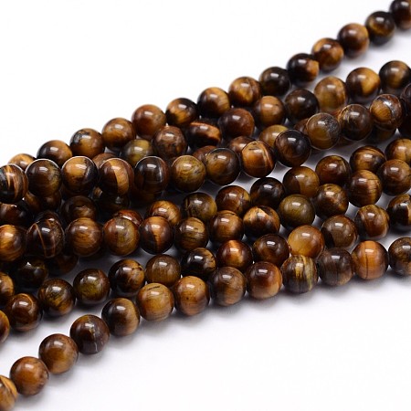 ARRICRAFT Natural Tiger Eye Beads Strands, Grade A, Round, 10mm, Hole: 1mm, about 40pcs/strand, 16 inches
