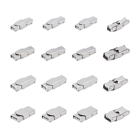 Smooth Surface 201 Stainless Steel Watch Band Clasps, Stainless Steel Color, 20pcs/box
