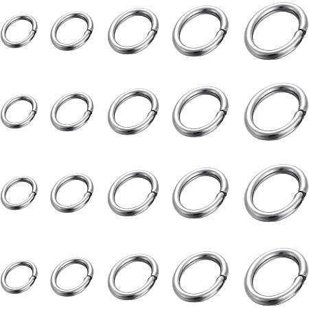 Unicraftale 304 Stainless Steel & 316 Surgical Stainless Steel Jump Rings, Close but Unsoldered Jump Rings, Oval, Stainless Steel Color, 3.5~8x2.5~6x0.5~1mm, inner: 1.5~4x2.5~6mm; 1000pcs/box