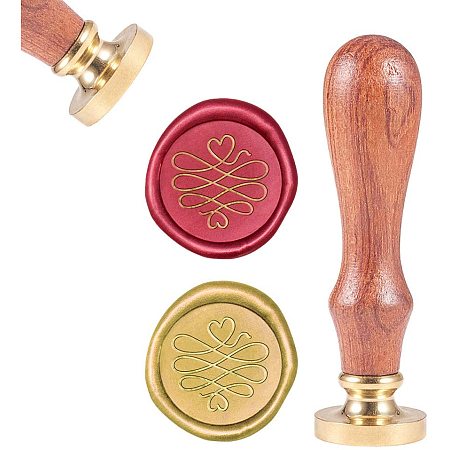 CRASPIRE Wax Seal Stamp, Sealing Wax Stamps Infinite Loop Heart Retro Wood Stamp Wax Seal 25mm Removable Brass Seal Wood Handle for Envelopes Invitations Wedding Embellishment Bottle Decoration