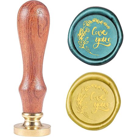 CRASPIRE Wax Seal Stamp Lavender Vintage Sealing Stamp 25mm Replaceable Brass Head with Wood Handle for Envelope Cards Craft Wedding Decoration