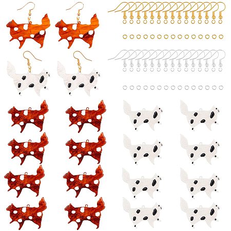 NBEADS 10 Pairs Cat Earring Making Kits, Includes 20 Pcs Resin Cat Charms, 40 Pcs Earring Hooks and 40 Pcs Jump Rings for Earring Making Jewelry Supplies