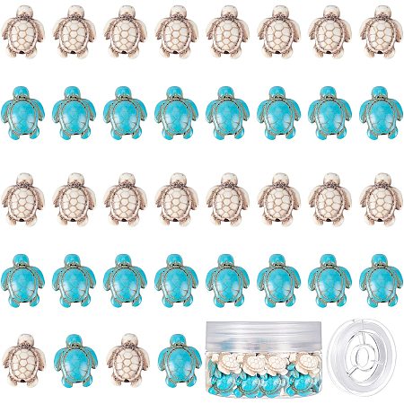 SUNNYCLUE 1 Box 100Pcs Turquoise Turtle Beads Charms Carved Spacer Beads for Jewelry Making Summer Ocean Tortoise Beads Waterproof Loose Beads Bulk Bracelets Making Kit Necklaces Supplies Adult Craft