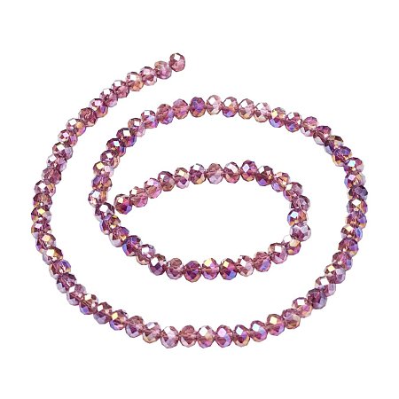NBEADS 10 Strands AB Color Plated Faceted Abacus Medium Purple Glass Beads Strands with 6x4mm,Hole: 1mm,about 100pcs/strand