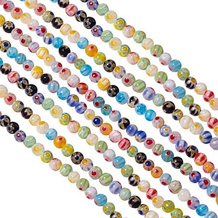 Pandahall Elite 10 Strands 6mm Millefiori Lampwork Glass Beads Round Spacer Bead for Jewelry Making (650pcs)