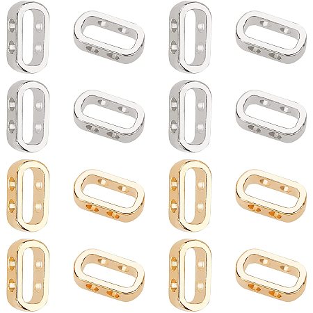 PandaHall Elite 200pcs Rectangle Bead Frames, Open Frame Pendants with Four Hole Links Bezel Frame Pendant Beads Frame Connectors for Jewelry Making DIY Crafts, 10.5x5.5mm/0.4x0.2