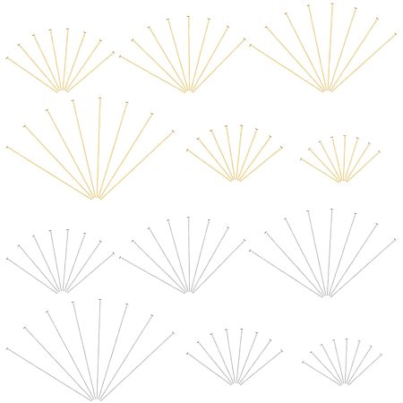 UNICRAFTALE About 360pcs 6 Sizes Stainless Steel Flat Head Pins， Flat Head 2 Colors Pins are Used for DIY Jewelry Findings Make Earrings, Bracelets and Necklaces