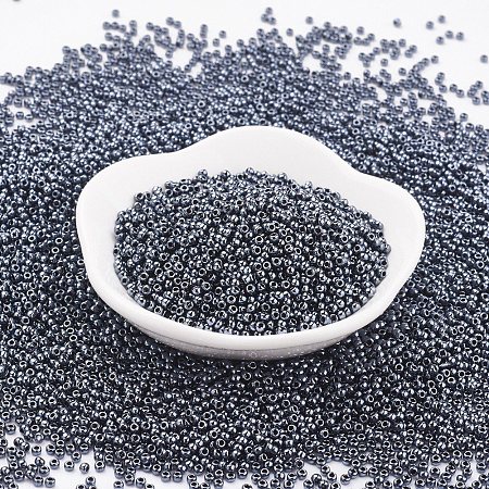 TOHO Japanese Seed Beads, Round, 11/0 Metallic, Dark Gray, 2x1.5mm, Hole: 0.5mm, about 933pcs/10g