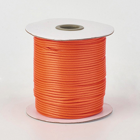 Honeyhandy Eco-Friendly Korean Waxed Polyester Cord, Dark Orange, 2mm, about 90yards/roll(80m/roll)