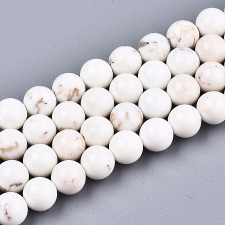 ARRICRAFT Natural Magnesite Beads Strands, Round, 6mm, Hole: 0.8mm, about 63pcs/strand, 15.75 inches(40cm)