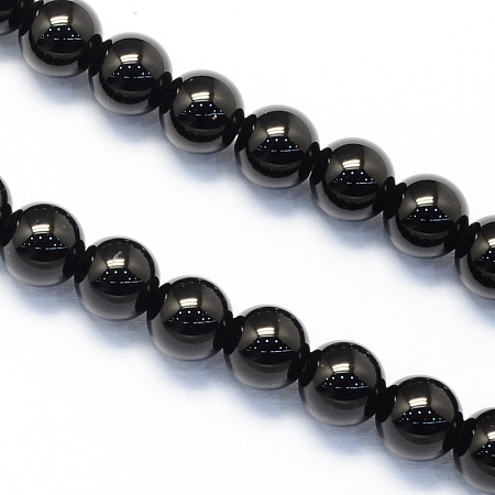 Arricraft Round Natural Black Onyx, Black Agate Stone Beads Strands, 8mm, Hole: 1.5mm; about 48pcs/strand, 15.1 inches