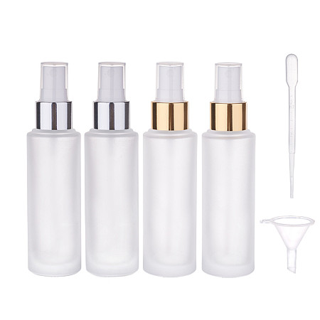 Perfume Bottles Sets, with Frosted Glass Spray Bottle, Mini Transparent Plastic Funnel Hopper and Disposable Plastic Dropper, Clear, 13.2x3.4cm; capacity: 50ml
