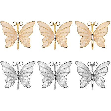 CHGCRAFT Alloy Napkin Rings, Napkin Holder Adornment, for Place Settings, Wedding & Party Decoration, Butterfly, Platinum & Golden, 6pcs/set