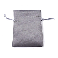 Polyester Drawstring Bags, Jewelry and Candy Pouches, for for Christmas Wedding Party Favors, Rectangle, Gray, 10.3x8.4x0.16cm