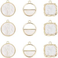 CHGCRAFT 24Pcs Gold Plated Resin Open Back Bezel Pendants Round Square Shape Old Lace Geometric Frame Pendants for Resin for Jewelry Making