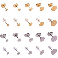 PandaHall Elite 140pcs 5 Sizes Earrings Posts 304 Stainless Steel Flat Pad Stud Blank Earring Pins, 200pcs Butterfly Earring Backs and 140pcs Plastic Ear Nuts for Jewelry Making (3mm, 4mm, 5mm, 6mm, 8mm)