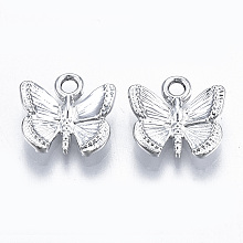 Honeyhandy Alloy Charms, Cadmium Free & Lead Free, Butterfly, Platinum, 12x12.5x3mm, Hole: 1.8mm