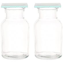 OLYCRAFT 4 Set 125ml Laboratory Glass Bottle with Glass Microscope Slides Experiment Clear Glass Bottle Without Lid Wide Neck Lab Bottle for Gas Collecting Experiment Lab Supplies