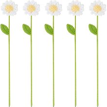 Crochet Polyester Yarn Daisy Flower Ornaments, Artificial Flower, for Home Decorations, White, 315mm