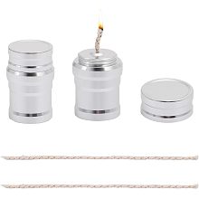 CHGCRAFT 2 Sets Portable Metal Alcohol Burner Lamp Aluminum Alloy Alcohol Stove with Cotton Cord for Household Outdoor Camping Picnic Tea Coffee Making Science Experiments, Platinum