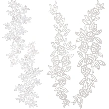 GORGECRAFT 2 Pairs Whtie Flowers Patches Garment Applique Embroidery DIY Wedding Dress Sewing Clothing Accessories (White)