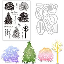 GLOBLELAND Trees Cutting Dies and Silicone Clear Stamps Set for Card Making DIY Scrapbooking Photo Album Invitation Greeting Cards Decor Paper Craft