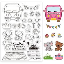 GLOBLELAND Picnic Silicone Clear Stamps Transparent Stamps for Festival Birthday Valentine's Day Cards Making DIY Scrapbooking Photo Album Decoration Paper Craft