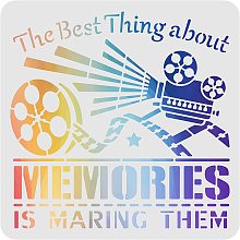 FINGERINSPIRE Memories Stencil Template 11.8x11.8 inch Plastic Camera Stencils Square Reusable Stencils for Painting on Wood, Floor, Wall and Fabric