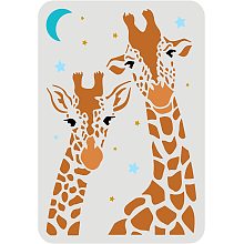 FINGERINSPIRE Giraffe Stencil 11.7x8.3 inch Two Giraffe Drawing Painting Stencils Plastic Zoo Animals Stencils Reusable Moon Star DIY Home Decor Stencil for Painting on Wood Floor Wall Window