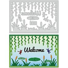 GLOBLELAND Summer Themed Willow Leaf Frame Metal Cutting Dies Die Cuts for DIY Scrapbooking Festival Birthday Wedding Cards Making Album Envelope Decoration, Matte Platinum