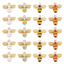 Honeyhandy 20Pcs 4 Colors Alloy Enamel Pendants, Light Gold, Bees, Mixed Color, 17.5x22.5x4mm, Hole: 2mm, 5pcs/color