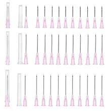 BENECREAT 90Pcs 3 Style 304 Stainless Steel Dispensing Needle with Plastic Luer Lock & Cap, Veterinary Injection Needle, Pet Poultry Needle, Pink, 42.5~59x8mm, 30pcs/style