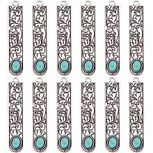 SUNNYCLUE 1 Box 20Pcs Synthetic Turquoise Charms Vintage Style Rectangle Bar Flower Pattern Gemstone Charms for Jewelry Making Charms Bookmark Tibetan Style Alloy Charm Adult Women DIY Craft Supplies