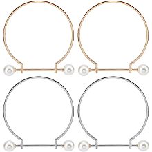 WADORN 4pcs Metal Purse Frame Handle, 2 Colors Semicircle Bag Handles Frame with Pearl Bead Alloy Clutches Handles Frame Replacement for Handmade Bag Purse Tote Bag Making Accessories, 3.8×4 Inch