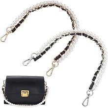 WADORN 2 Styles Pearl Purse Chain, 15.8 Inch Metal Short Handbag Chain Replacement PU Leather Alloy Clutch Bag Chains with Swivel Clasps for Purse Evening Bag Clutch Bag Decorative Accessories