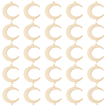 BENECREAT 30 Pcs Brass Moon Links Real 24k Gold Plated Conntectors with Double Hole for Bracelet, Necklace or DIY Jewelry Making Accessories, 16.5x22x1.2 mm